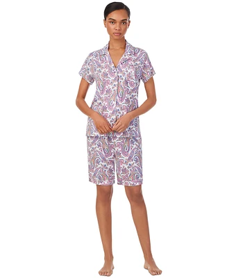 Lauren Ralph Women's Short-Sleeve Bermuda Pajama Set