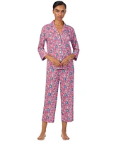 Lauren Ralph Women's 3/4-Sleeve Cropped Pajama Set