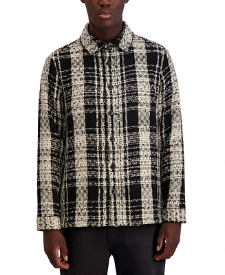 Karl Lagerfeld Paris Men's Relaxed Fit Plaid Button-Front Jacket