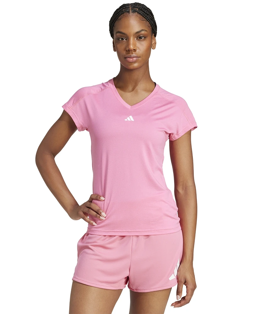 adidas Women's Training Moisture-Wicking Logo V-Neck T-shirt