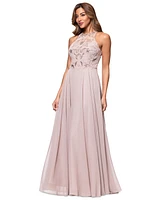 Xscape Petite Beaded Sleeveless High-Neck Gown