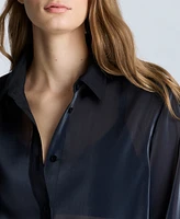 Kenneth Cole Women's Sheer Oversized Tunic Shirt