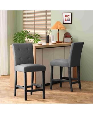 Modern Upholstered 26-Inch Counter Stools with Button Tufted Back, Set of 2-The Pop Home
