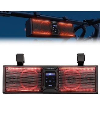 Kemimoto Utv Sound Bar 16 Inch SoundBar Utv Sound System Sxs Speakers Bluetooth-Compatible with Multicolor Led Lighting Compatible with Polaris Rzr Ca