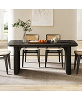 Tribesigns Farmhouse Dining Table for 4-6 People, 62-Inch Modern Kitchen with Double Robust Pedestal, Long Rectangular Wooden Dinner D