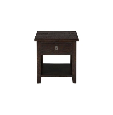 Kona Grove Distressed Rustic Solid Acacia Square End Table