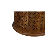 Decker Small Distressed Hardwood Global Drum End Table