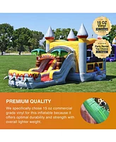 JumpOrange T-Rex Commercial Grade Bounce House Water Slide with Pool for Kids and Adults (with Blower), Basketball Hoop, Wet Dry Combo, Outdoor, Big I