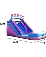 JumpOrange Commercial Grade Inflatable Princess Tiara Xtreme Party Water Slide with Air Blower ,Pvc Vinyl , Outdoor Play, Kids Party
