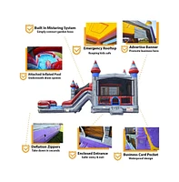 JumpOrange Titanium Commercial Grade Bounce House Water Slide Combo with Pool for Kids and Adults (with Blower), Basketball Hoop, Wet Dry Use, Outdoor