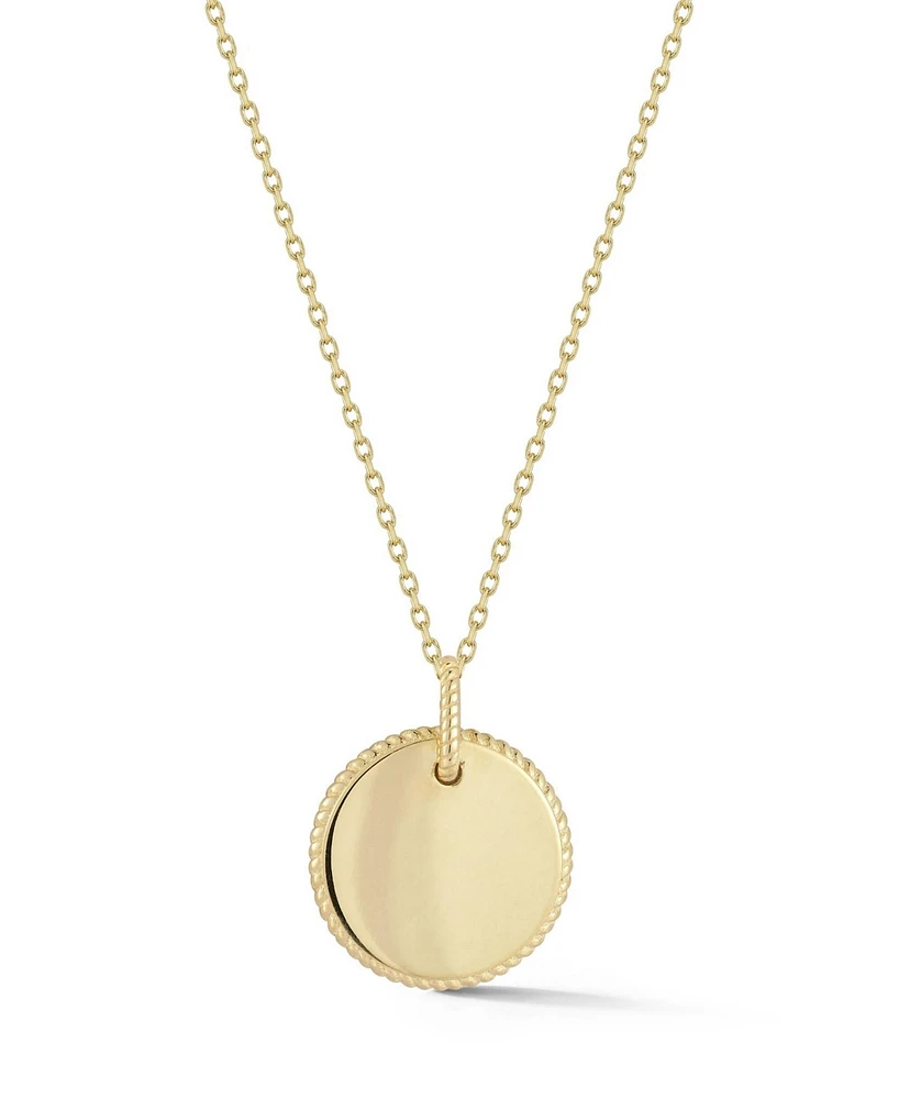 Rachel Zoe Fine Jewelry 14K Gold Circle Pendant with Twist Detail Necklace