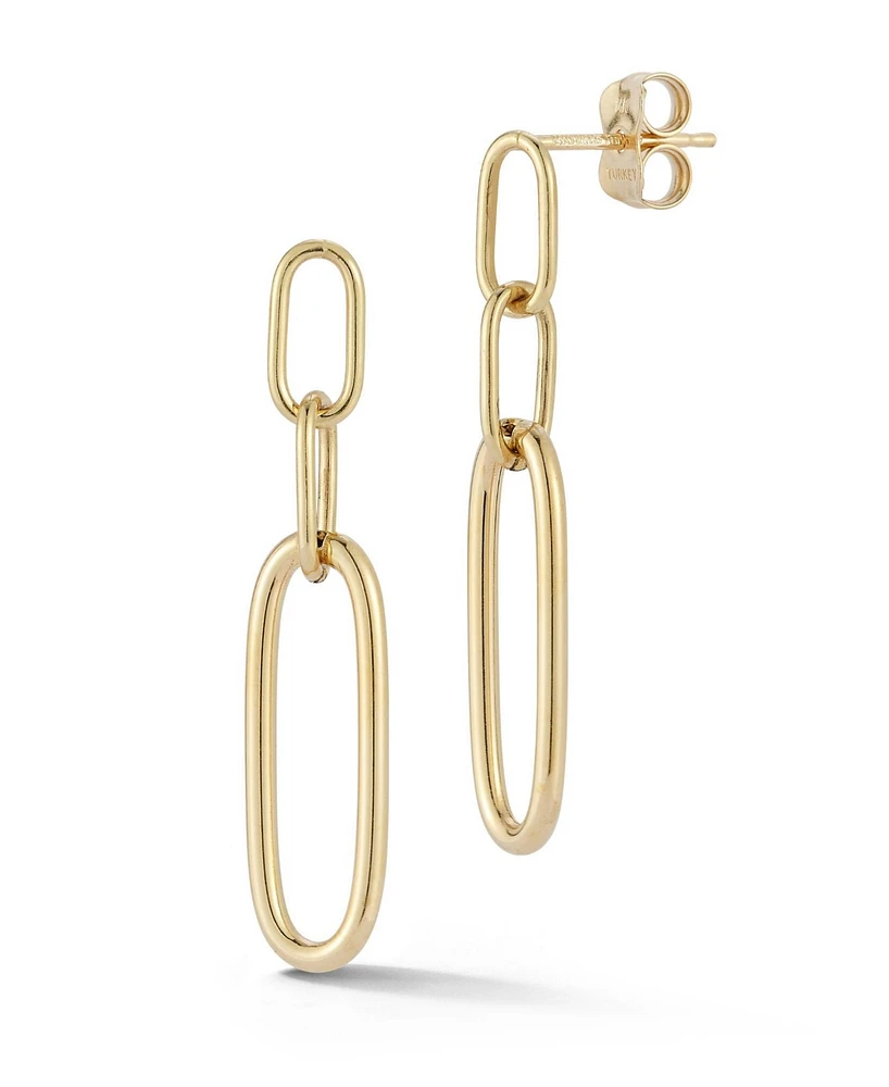 Rachel Zoe Fine Jewelry 14K Gold Tri Elongated Link Dangle Drop Earrings