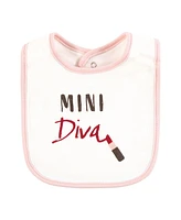 Hudson Baby Infant Girl Cotton Bibs, Mini Diva, One Size