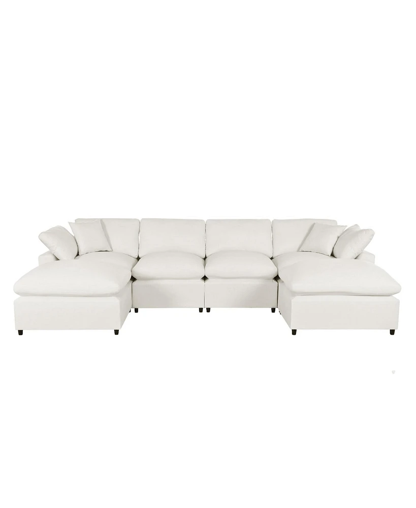 Modern Large U-Shape Sectional Sofa, 2 Chaise with Removable Ottomans for Living Room