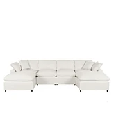 Modern Large U-Shape Sectional Sofa, 2 Chaise with Removable Ottomans for Living Room