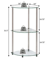 Convenience Concepts 13.75" Glass Designs2Go Classic 3 Tier Corner Shelf