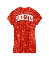 Outerstuff Big Girls Scarlet Ohio State Buckeyes Sequin V-Neck Dress