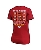 Fanatics Women's Red Kansas City Chiefs Nine-Straight Afc West Division Champions Plus V-Neck T-Shirt