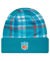 New Era Men's Aqua Miami Dolphins Sideline Statement Cuffed Knit Hat