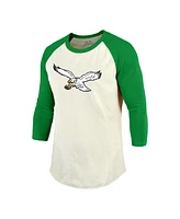 Majestic Men's Cream/Kelly Green Reggie White Philadelphia Eagles Retired Player Name Number 3/4 Raglan Sleeve T-Shirt