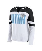 Fanatics Women's White/Black Utah Hockey Club Frozen Notch Neck Long Sleeve T-Shirt