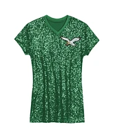 Outerstuff Big Girls Jalen Hurts Kelly Green Philadelphia Eagles Sequin Player Name Number V-Neck Dress