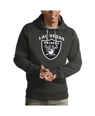 Antigua Men's Charcoal Las Vegas Raiders Team Victory Pullover Hoodie