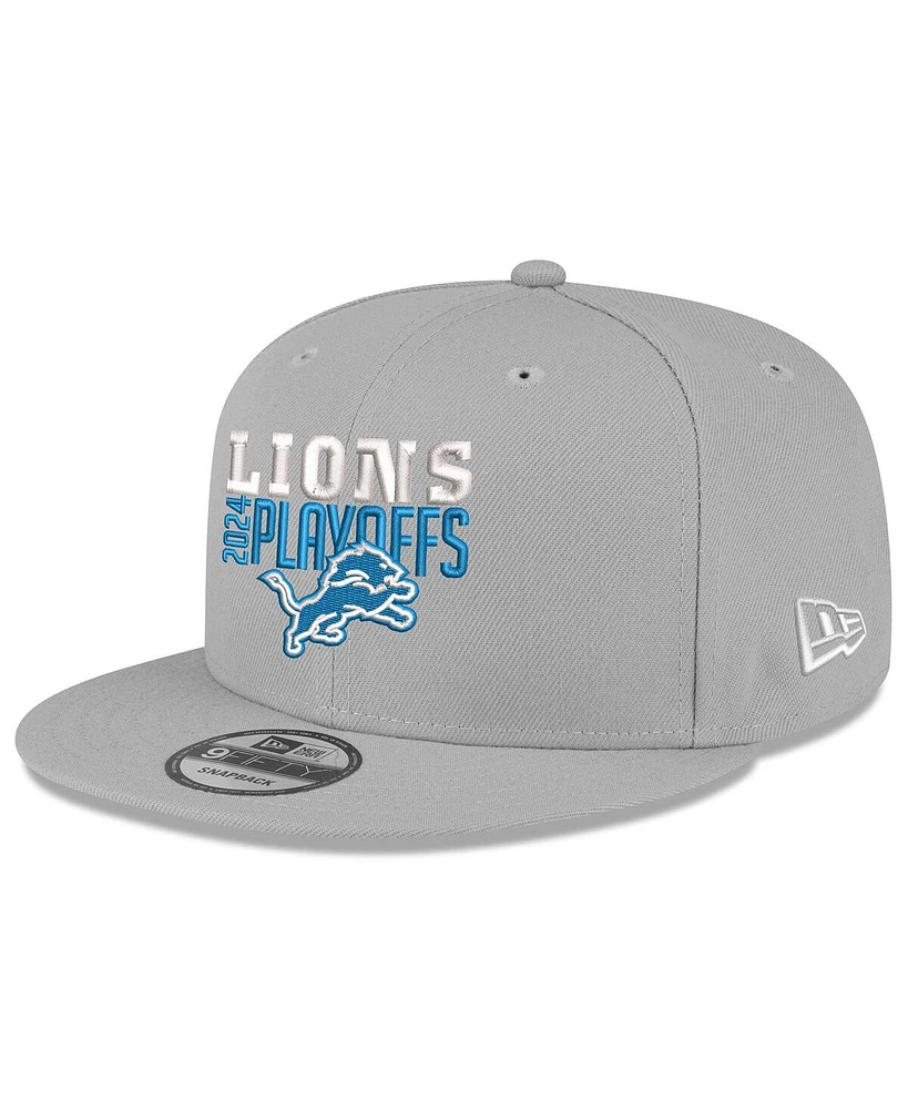 New Era Men's Gray Detroit Lions 2024 Nfl Playoffs 9FIFTY Snapback Hat