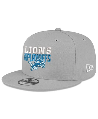 New Era Men's Gray Detroit Lions 2024 Nfl Playoffs 9FIFTY Snapback Hat