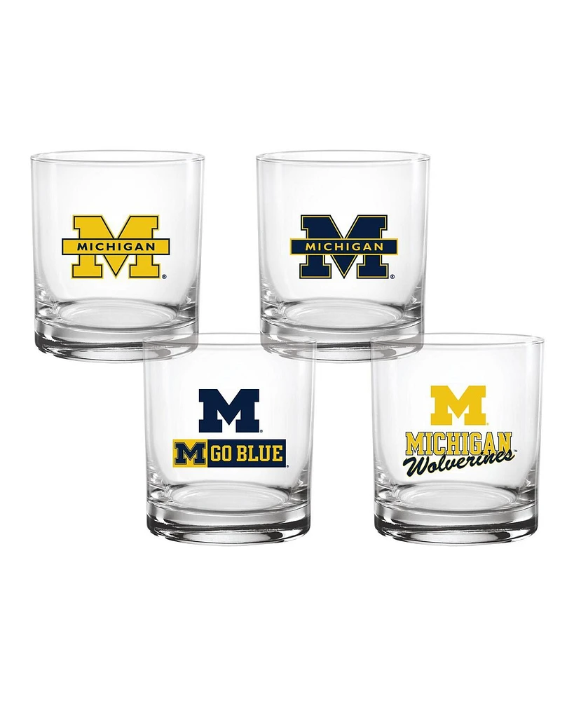 Indigo Falls Michigan Wolverines Collector's 14oz. Rocks Glass, Set of 4