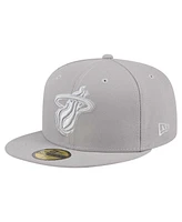 New Era Men's Gray Miami Heat Color Pack 59FIFTY Fitted Hat