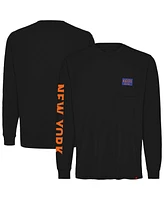 Sportiqe Men's and Women's Black New York Knicks Wales Heavyweight Pocket Long Sleeve T-Shirt