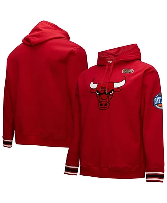 Mitchell & Ness Men's Red Chicago Bulls Hardwood Classics Chainstitch Vintage Heavyweight Pullover Hoodie