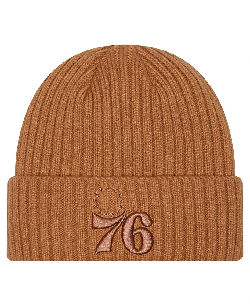 New Era Men's Tan Philadelphia 76ers Color Pack Cuffed Knit Hat