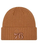 New Era Men's Tan Philadelphia 76ers Color Pack Cuffed Knit Hat