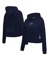 Pro Standard Women's Deep Sea Blue Seattle Kraken Jewels Cropped Pullover Hoodie