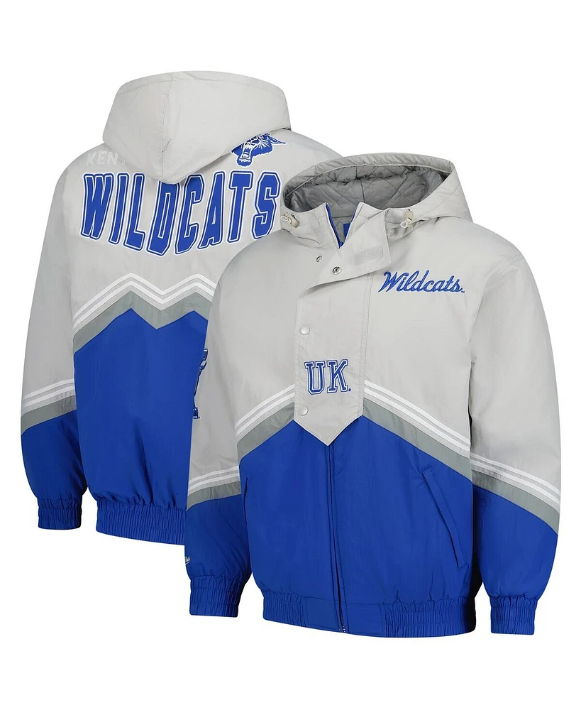 Mitchell & Ness Men's Gray/Royal Kentucky Wildcats Throw It Back Retro Full-Zip Windbreaker Jacket