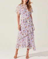 Astr the Label Women's Floramae Floral Ruffle-Trim Midi Dress