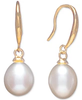 Cultured Freshwater Pearl Necklace (7-7 1/2mm) and Drop Earrings (7x9mm) Set Sterling Silver