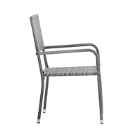 Patio Dining Chairs 4 pcs Stackable Gray Poly Rattan