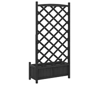 Planter with Trellis Black Solid Wood Fir
