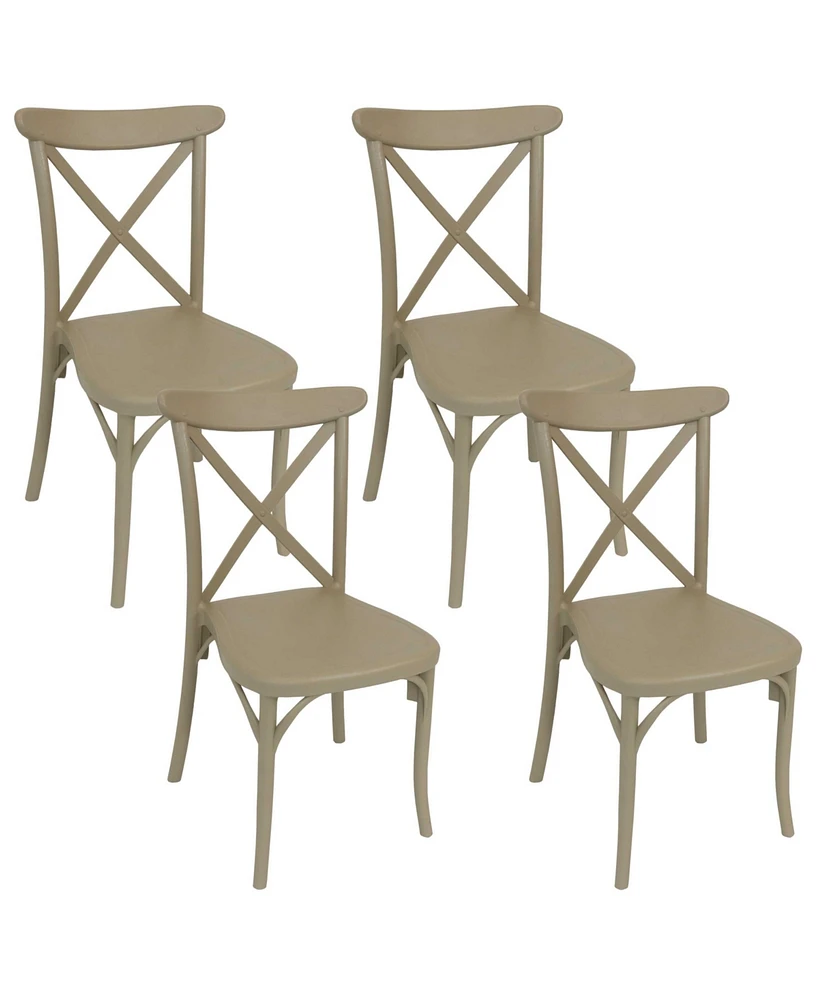 Bellemead All-Weather Crossback Dining Chair - Commercial Grade - Indoor/Outdoor Use - Coffee - 4 Chairs