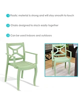 Tristana Plastic Outdoor Patio Arm Chair - Set of - Stackable Seating