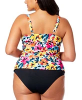 Anne Cole Plus Size Floral Print Surplice Underwire Tankini Top Bottoms