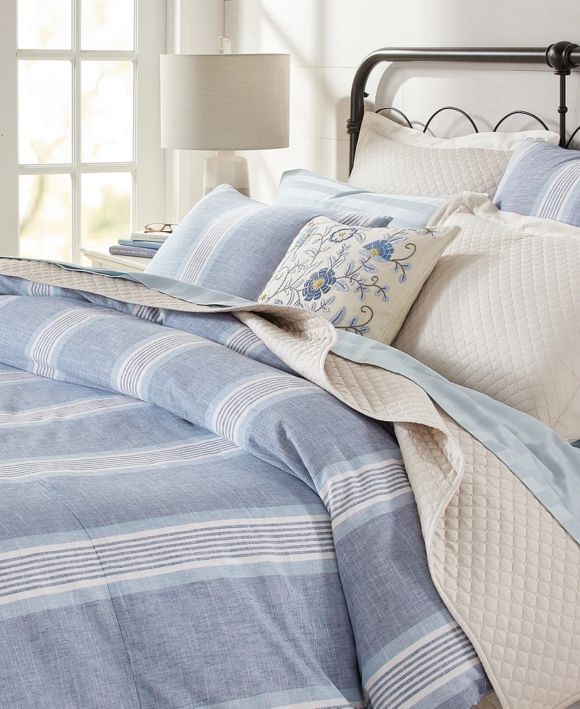Charter Club Clifton Cotton/Linen Stripe 3-Pc. Comforter Set, King
