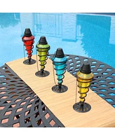 Swirling Metal/Glass Tabletop Torches - Set of - Blue, Red