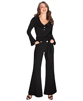 HotSquash London Women's Bell-Bottom Jumpsuit with Collar Detail