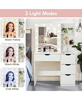Modern Vanity Makeup Desk with Vanity Mirror, 4 Drawers