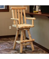 Rustic Bar Stool - Log Cabin Style - Unfinished Wood Construction - 4-Foot