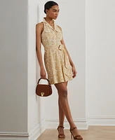 Lauren Ralph Women's Floral Crepe Sleeveless Shirtdress
